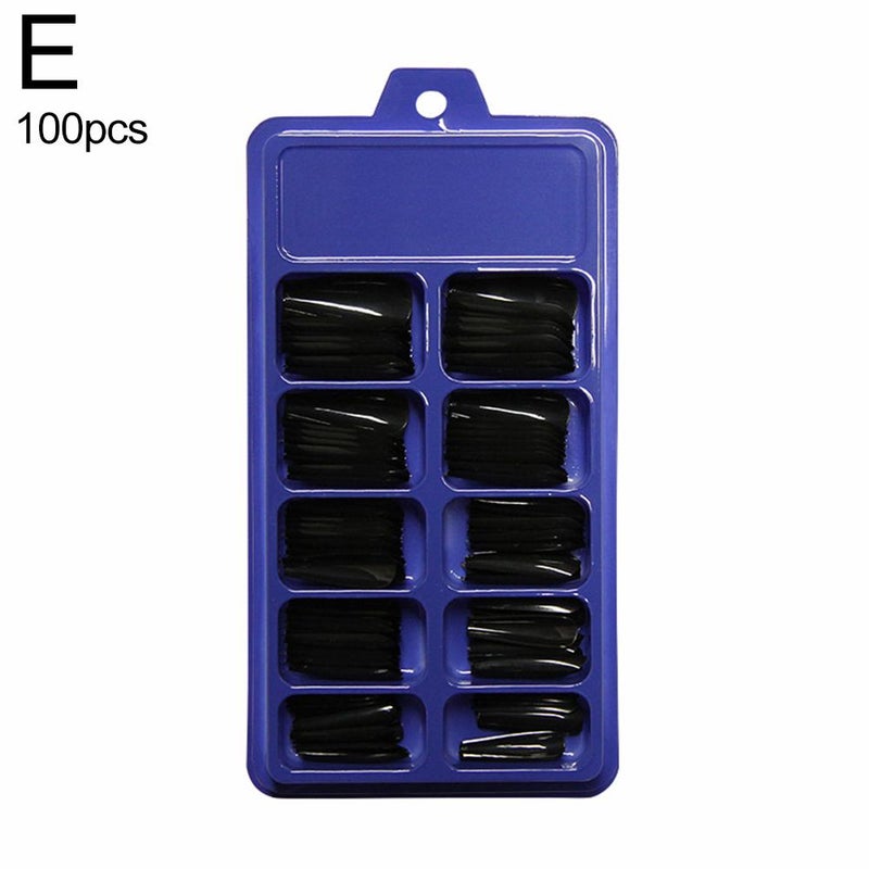 100Pcs/set False nail stickers, finished nail stickers, small blue box, nail art stickers, ballet nails, European and American style, long, solid color.